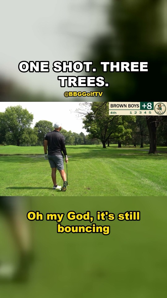 One shot. Three trees. Still bouncing.