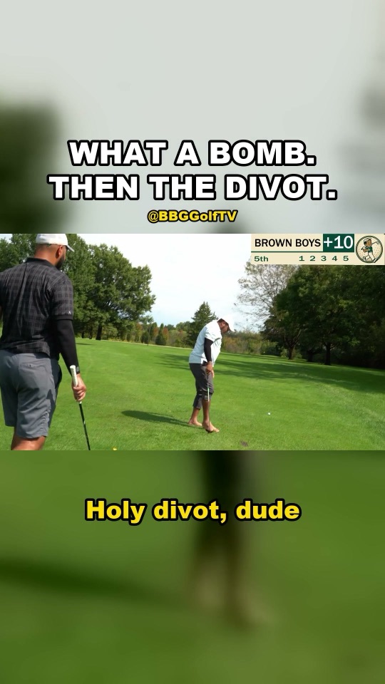 What a drive. Then the barefoot divot.